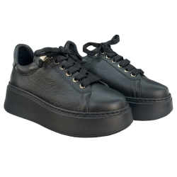 KARINO 6127 Sneakersy Damskie Skóra Naturalna Czarne Platforma