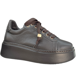 KARINO 6127 Sneakersy Damskie Skóra Naturalna Brązowe Platforma