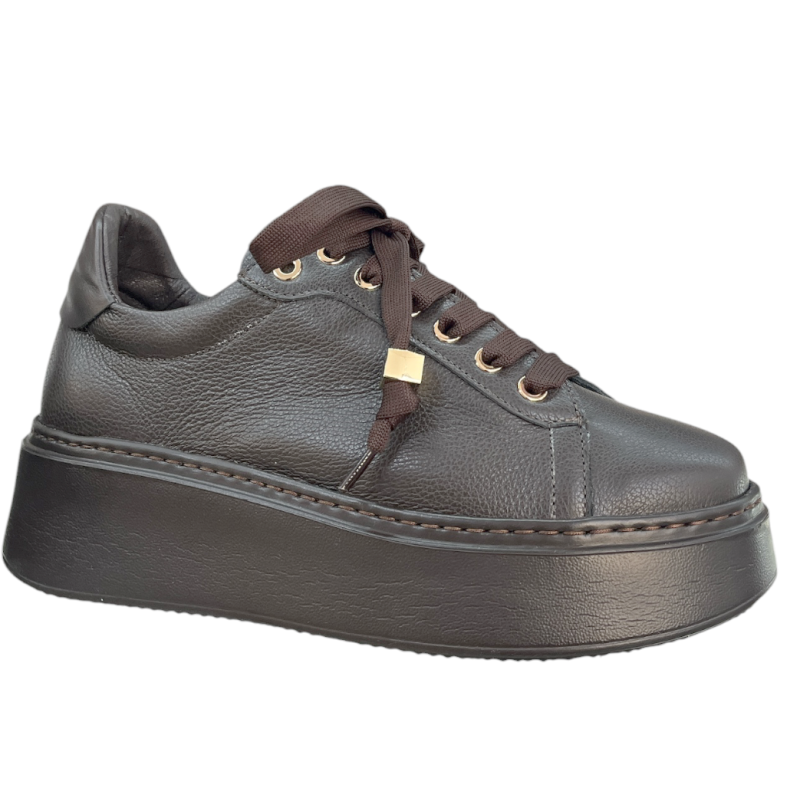 KARINO 6127 Sneakersy Damskie Skóra Naturalna Brązowe Platforma