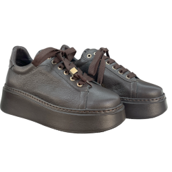KARINO 6127 Sneakersy Damskie Skóra Naturalna Brązowe Platforma