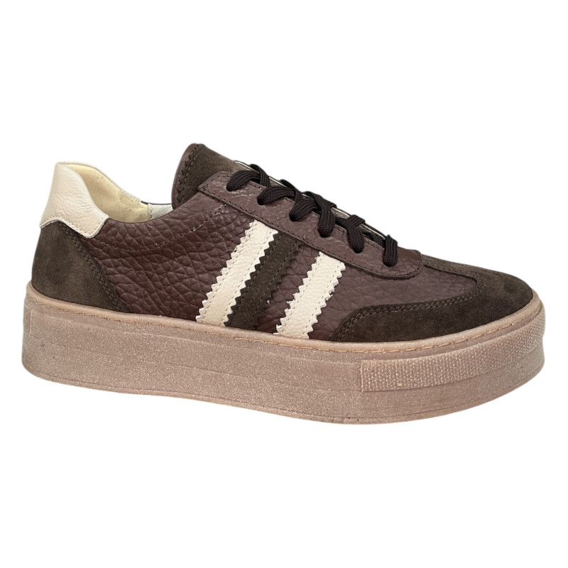 Sneakersy Damskie Kampa N1234 Brązowe Skóra Naturalna