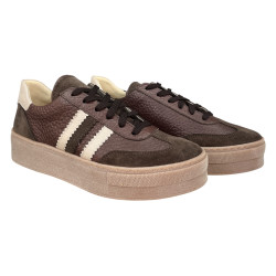 Sneakersy Damskie Kampa N1234 Brązowe Skóra Naturalna