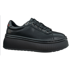 Sneakersy Damskie Goodin GD-XW-1073 Czarne Skóra Naturalna Platforma