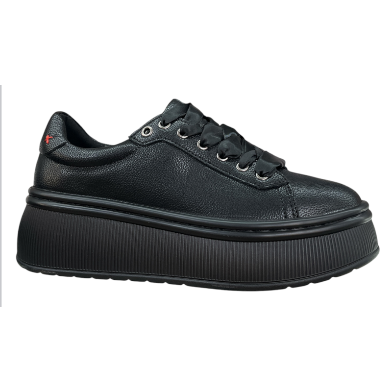 Sneakersy Damskie Goodin GD-XW-1073 Czarne Skóra Naturalna Platforma