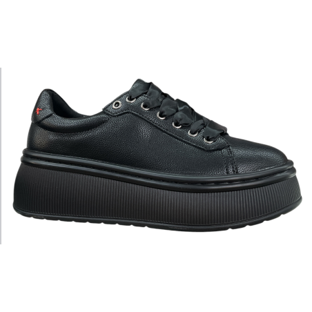 Sneakersy Damskie Goodin GD-XW-1073 Czarne Skóra Naturalna Platforma