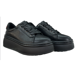 Sneakersy Damskie Goodin GD-XW-1073 Czarne Skóra Naturalna Platforma