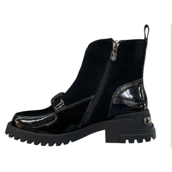 Botki damskie D&A CR62-3181 czarne skóra naturalna zamsz lakier