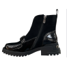 Botki damskie D&A CR62-3181 czarne skóra naturalna zamsz lakier