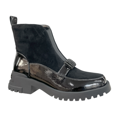 Botki damskie D&A CR62-3181 czarne skóra naturalna zamsz lakier