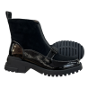 Botki damskie D&A CR62-3181 czarne skóra naturalna zamsz lakier