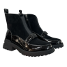 Botki damskie D&A CR62-3181 czarne skóra naturalna zamsz lakier