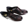 Półbuty Damskie Simen 8645A Skóra Brązowe Lakierowane