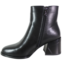 Botki Damskie D&A CR62-3331 Skóra Czarne Lico Na Klocku