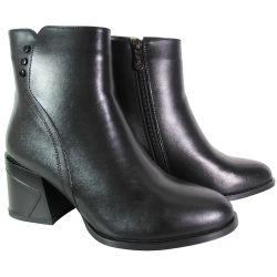 Botki Damskie D&A CR62-3331 Skóra Czarne Lico Na Klocku