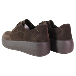 Sneakersy damskie Cambell 26-13311 brązowe czekoladowe zamszowe skóra