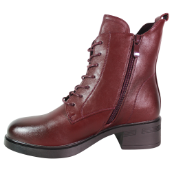 Botki damskie Goodin HX-7230 bordowe lico wygodne na zamek