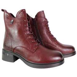 Botki damskie Goodin HX-7230 bordowe lico wygodne na zamek