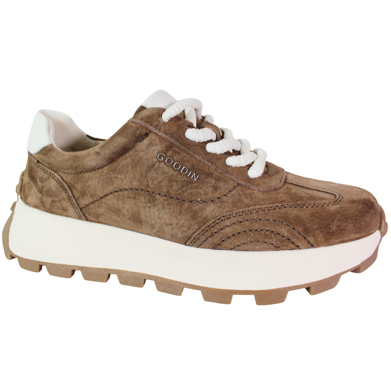 Sneakersy damskie Goodin GD-XW-1088 skóra naturalna brązowe zamszowe