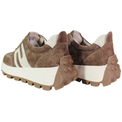 Sneakersy damskie Goodin GD-XW-1076 skóra naturalna brązowe zamszowe