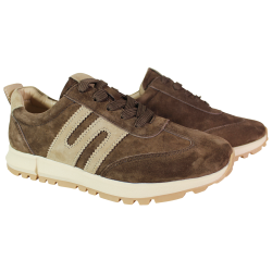 Sneakersy damskie Getel M-036 skóra naturalna brązowe zamszowe