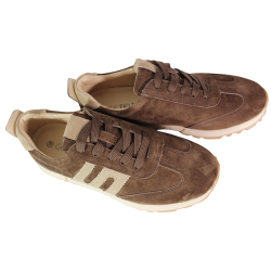 Sneakersy damskie Getel M-036 skóra naturalna brązowe zamszowe