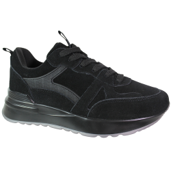 Sneakersy damskie Vinceza 67006 skórzane czarne zamszowe wygodne
