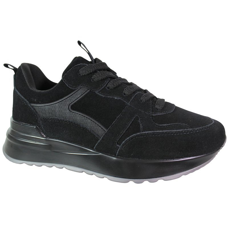 Sneakersy damskie Vinceza 67006 skórzane czarne zamszowe wygodne