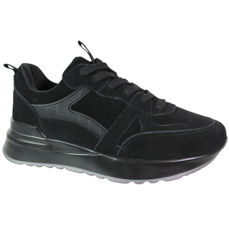 Sneakersy damskie Vinceza 67006 skórzane czarne zamszowe wygodne
