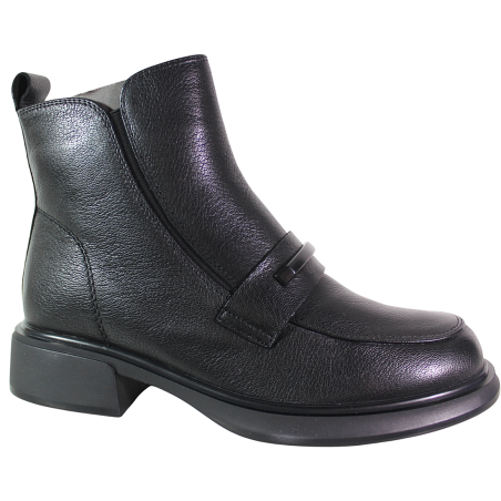 Botki damskie D&A CR62-3409 skóra naturalna czarne lico płaskie