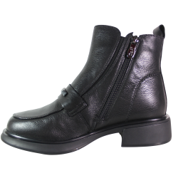 Botki damskie D&A CR62-3409 skóra naturalna czarne lico płaskie