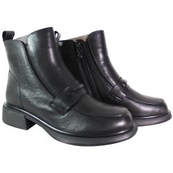 Botki damskie D&A CR62-3409 skóra naturalna czarne lico płaskie