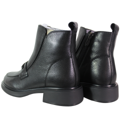 Botki damskie D&A CR62-3409 skóra naturalna czarne lico płaskie