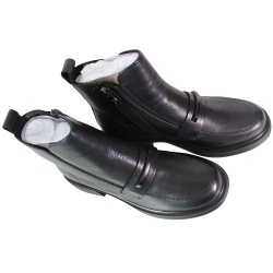 Botki damskie D&A CR62-3409 skóra naturalna czarne lico płaskie