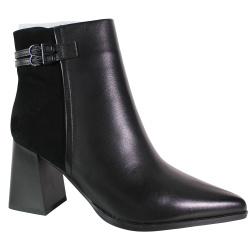 Botki damskie D&A CR62-3477 skóra czarne lico na klocku