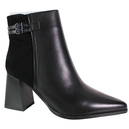 Botki damskie D&A CR62-3477 skóra czarne lico na klocku