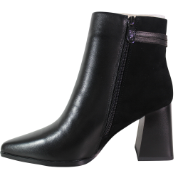 Botki damskie D&A CR62-3477 skóra czarne lico na klocku