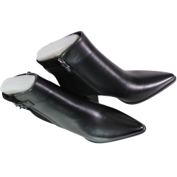 Botki damskie D&A CR62-3477 skóra czarne lico na klocku