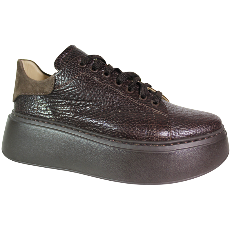 Sneakersy damskie Kampa N408S2 skóra brązowe lico czekoladowe