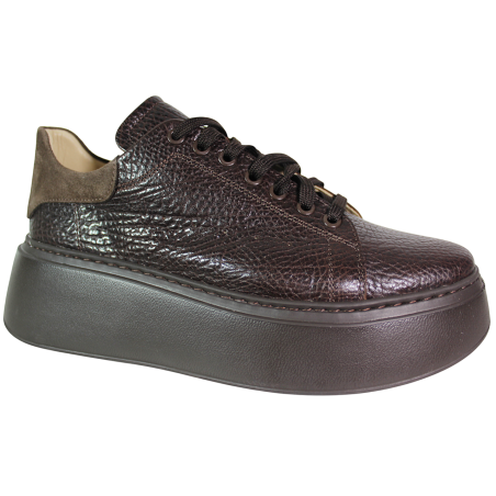 Sneakersy damskie Kampa N408S2 skóra brązowe lico czekoladowe