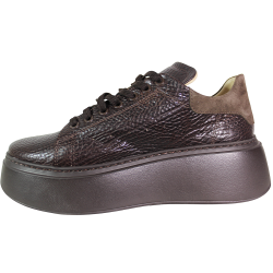 Sneakersy damskie Kampa N408S2 skóra brązowe lico czekoladowe