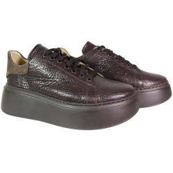 Sneakersy damskie Kampa N408S2 skóra brązowe lico czekoladowe