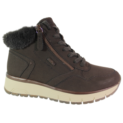 Botki damskie Jana 8-26268-45 brązowe nubukowe czekoladowe Vegan Shoes