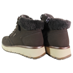 Botki damskie Jana 8-26268-45 brązowe nubukowe czekoladowe Vegan Shoes