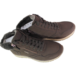 Botki damskie Jana 8-26268-45 brązowe nubukowe czekoladowe Vegan Shoes