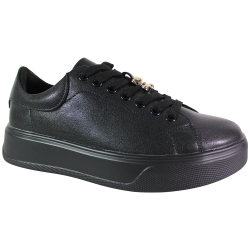 Sneakersy damskie Cambell 26-19379 czarne skórzane licowe