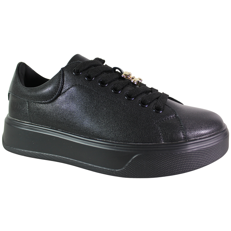 Sneakersy damskie Cambell 26-19379 czarne skórzane licowe